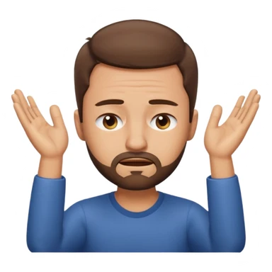 Emoji of a frustrated man with short brown hair hair and a short beard, eyes tightly closed and eyebrows furrowed.
Both hands raised near his head in frustration, clean rounded emoji style, soft gradients, plain background. sticker