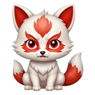 judging angry white with red marks Chibi baby cute kitsune   sticker
