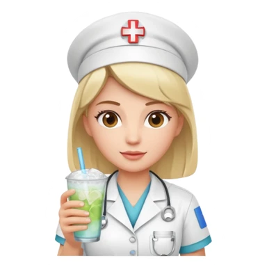 nurse holding icey drink sticker