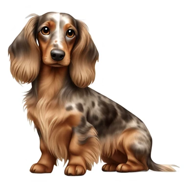 Two brown Merle long haired Dachshunds full body one is smaller sticker