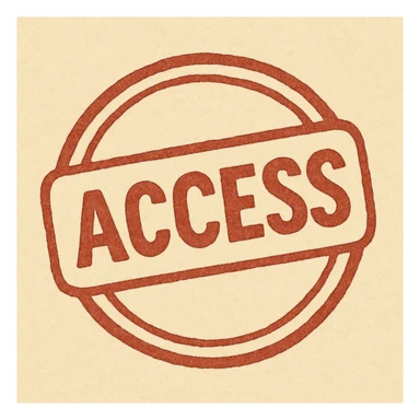 red ink stamp print, 'Access' in all caps, slightly tilted, rough edges, white background sticker
