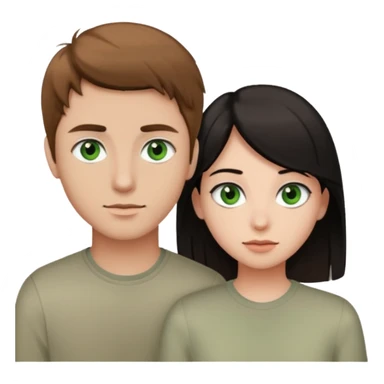 A boyfriend with light brown hair and green eyes next to his girlfriend with black eyes and black hair sticker