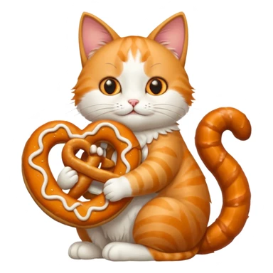 Hugging cat with pretzel sticker