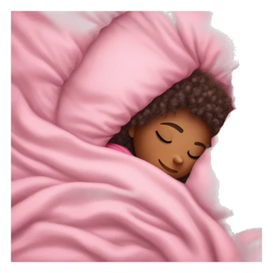 curly haired girl sleeping in bed under pink covers  sticker