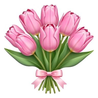 Pastel pink tulip bouquet with bow sticker