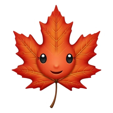 emoji, feuille d'érable couleur vermeille, deux yeux ronds noirs brillants sticker