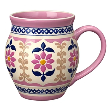 Pink white & beige Talavera mug sticker