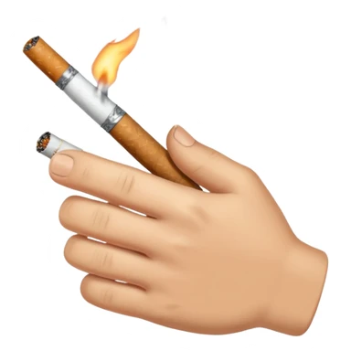 Hand holding a lit cigarette sticker