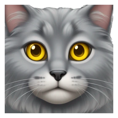 gray fluffy cat with yellow eyes sticker