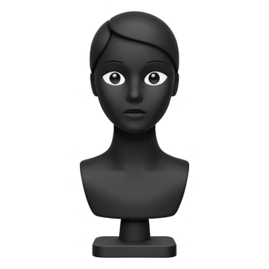 Minimalistic flat vector icon, iOS style, thin black contour on white background. Matte black mannequin in front of in 3D monochrome style. skulpt sticker