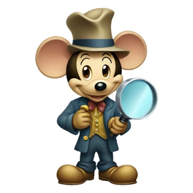 mickey mouse detective holding a magnifying glass sticker