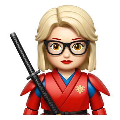 lego Samurai with glasses, Warrior in red samurai armor, female, with katana sticker