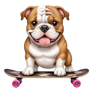 english bull dog on skateboard  sticker