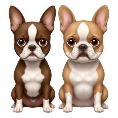 Skinny brown Boston terrier and pure white French bulldog sticker