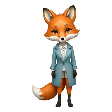 extremely sad crying anthropomorphised female fox in stylish outfit, no sunglasses, looking to the left, poor posture, full-body view sticker