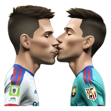 cristiano ronaldo kisses lionel messi sticker