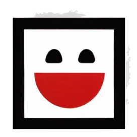 a black and red rectangle with a medium-sized yellow circle in the middle sticker