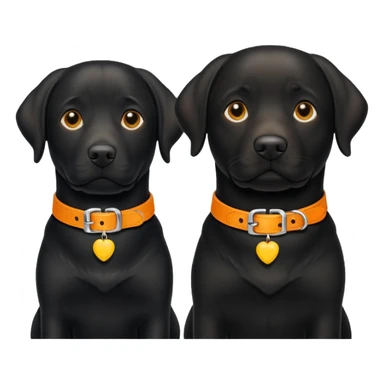 2 black labradors yellow and orange dog collar sticker