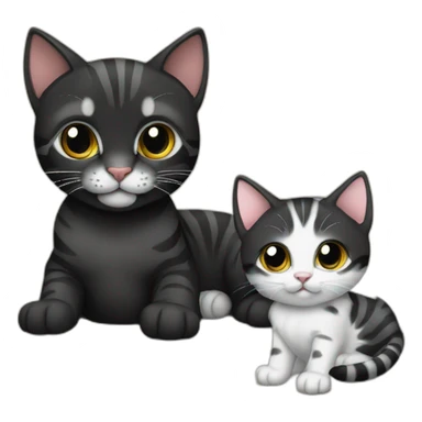 two-cats-bengal-and-cat-black-kitten-together sticker