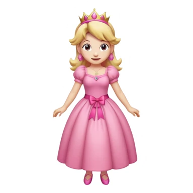 Princess peach full body with a pink ribbon on her hair sticker