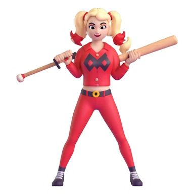 Harley Quinn holding a baseball bat sticker