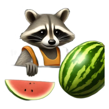 A military raccoon with a watermelon at the wheel of a car sticker