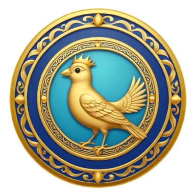 circular achievement style badge for early bird featuring a bird inside and a royal border  sticker