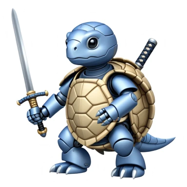 robot turtle with a samurai sword sticker
