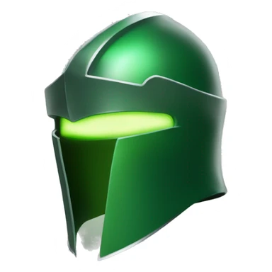 green helmet knight whit lightninh eyes, face all covered, 3/4 position, evil sticker