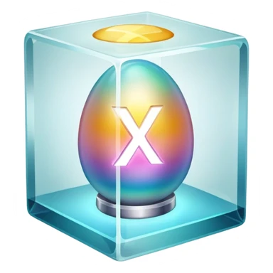 A trophy egg in a glass cube
— Like in a museum or a safe, with an "x?" glowing on it — evokes a sense of rarity and exclusivity. Like, "Not everyone can get here." sticker