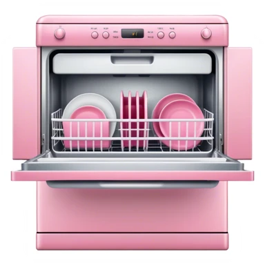 Pink open dishwasher in glamour vintage style  sticker
