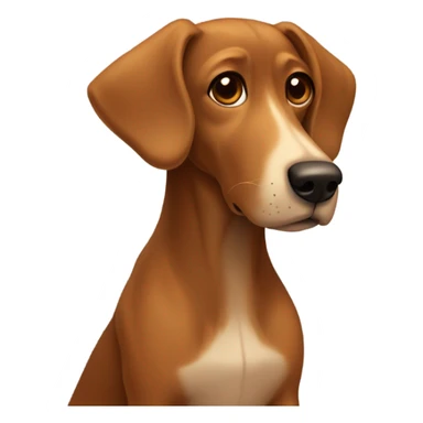 brown dog with floppy ears, a big nose and a big "W" on his chest. sticker