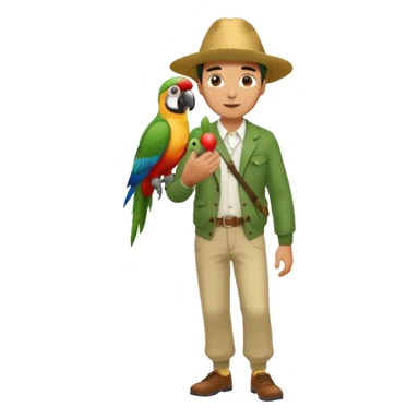 Walker + parrot on shoulder, Full body with walk pose sticker