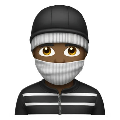 Man wearing ski mask with a black and white striped shirt sticker