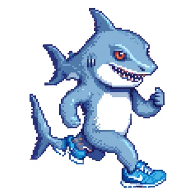 blue shark wearing blue Nike tennis shoes sticker