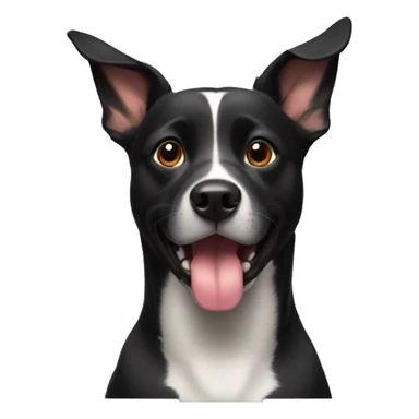 Black dog with ears up and tounge sticker