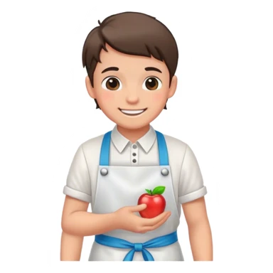 smiling boy in apron jewelry sticker