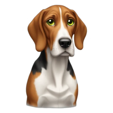 redtick hound dog with small blaze on forehead and light green eyes  sticker