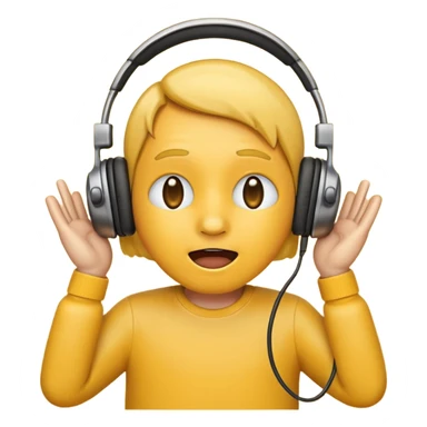 Emotion emoji with a whistling face wearing headphones sticker