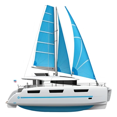 A lagoon 42 catamaran with no wording or letters on the boat. In a solid white background. The whole boat is in frame sticker