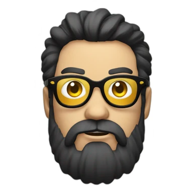 angry men with black hair and beard with golden glasses coding on pc sticker