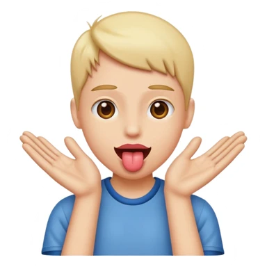 tongue out with hands to the side ￼ sticker