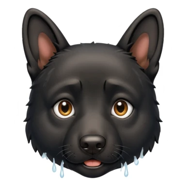 all black german shepherd face crying sticker