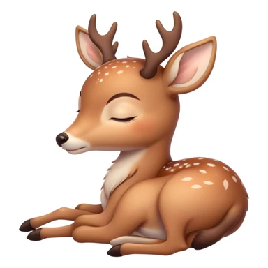 Meme-Worthy Cute Sleeping Deer Portrait Emoji, Head resting peacefully with a contented smile, showcasing a delicate, slender build and a luxuriously soft coat, eyes shut in a serene, restful nap, Simplified yet hilariously adorable features, highly detailed, glowing with a soft, drowsy light, high shine, relaxed and utterly lovable, stylized with an air of playful laziness, bright and heartwarming, soft glowing outline, capturing the essence of a comically sleepy deer, so meme-worthy it feels like it could instantly become the next viral sensation of adorable woodland slumber! sticker
