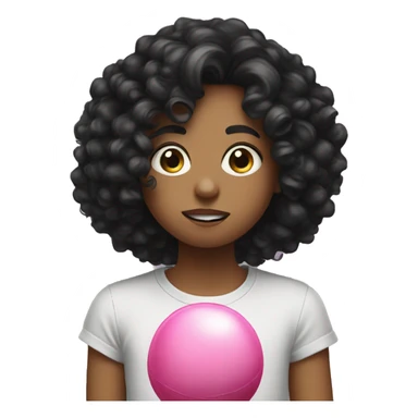 white teen with black curly hair blowing bubblegum sticker