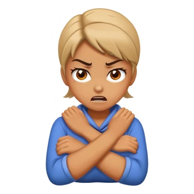 a girl crossing her arms around her neck while angry sticker