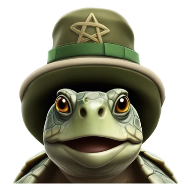 photorealistic military turtle in a jewish hat sticker