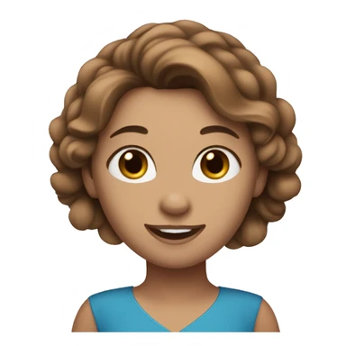 Ice skater, skating wearing a blue dress with brown hair sticker