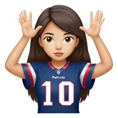 Vietnamese girl in patriots jersey number 10 sticker