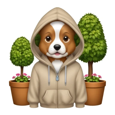 dog in a hoodie, garden background sticker